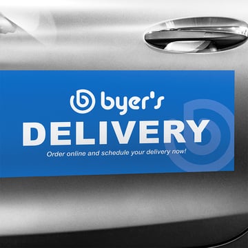 branded car magnet with delivery advertisement