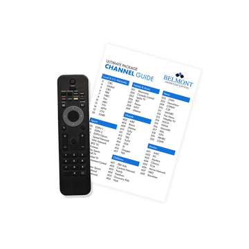 branded channel guide with tv remote