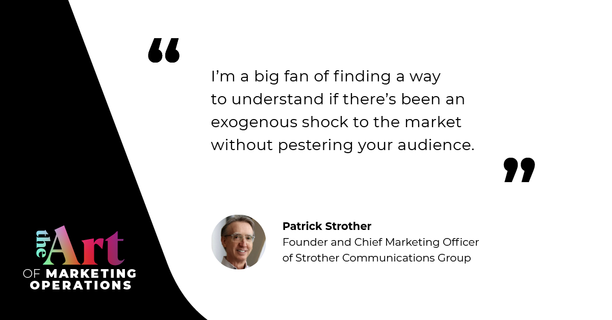 “I'm a big fan of finding a way to understand if there's been an exogenous shock to the market without pestering your audience.” —Patrick Strother
