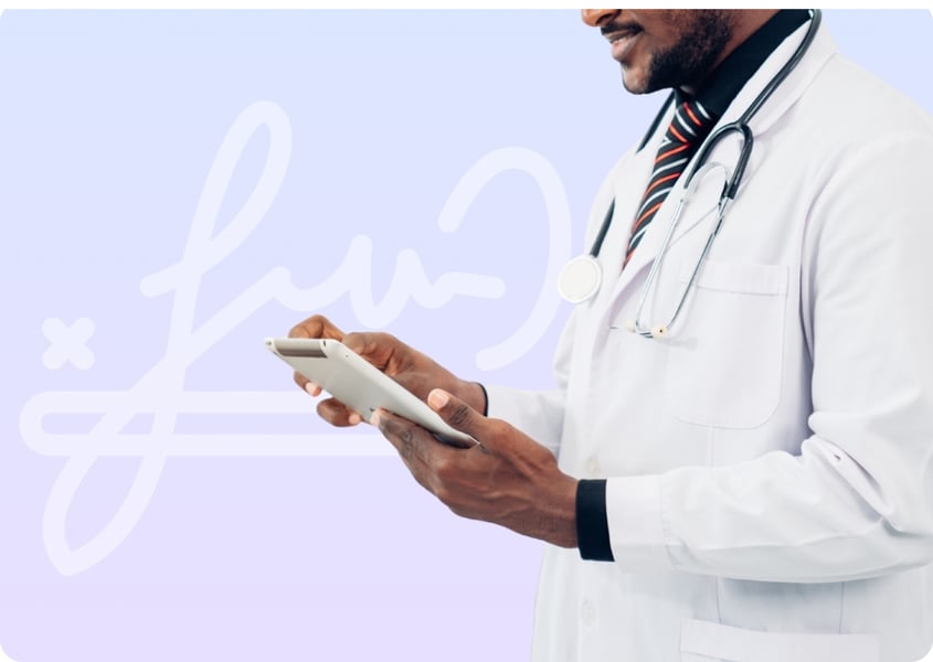 Doctor holding eConsent form tablet