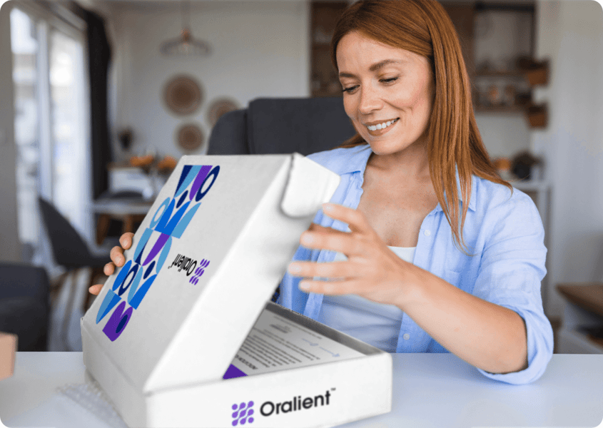 Woman opening healthcare kitting package