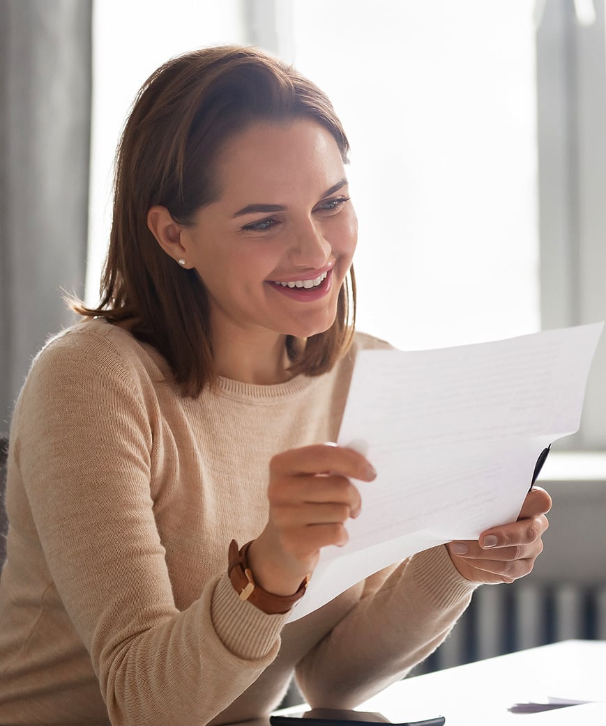 woman viewing insurance communication from multi touch campaign