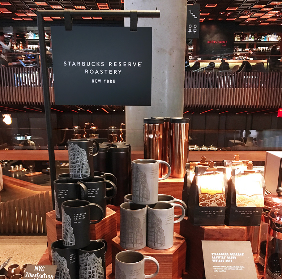 starbucks roastery mug and coffee display