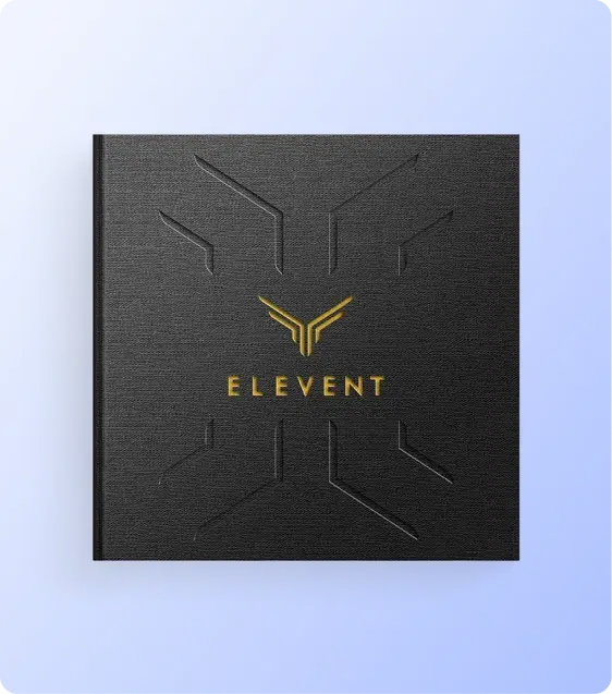 Hardcover book with a custom die-cut cover and specialty finishing effects