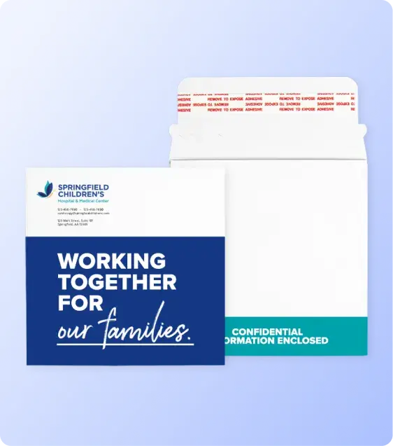 Confidential direct mail piece with tear-away envelope and personalized communication