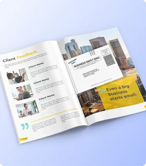 Promotional insert card bound into a magazine to deliver offers, samples, response cards, or supplemental marketing materials