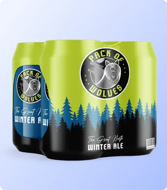 Custom printed coverwrap applied to a multipack beverage package for branded retail packaging and product presentation