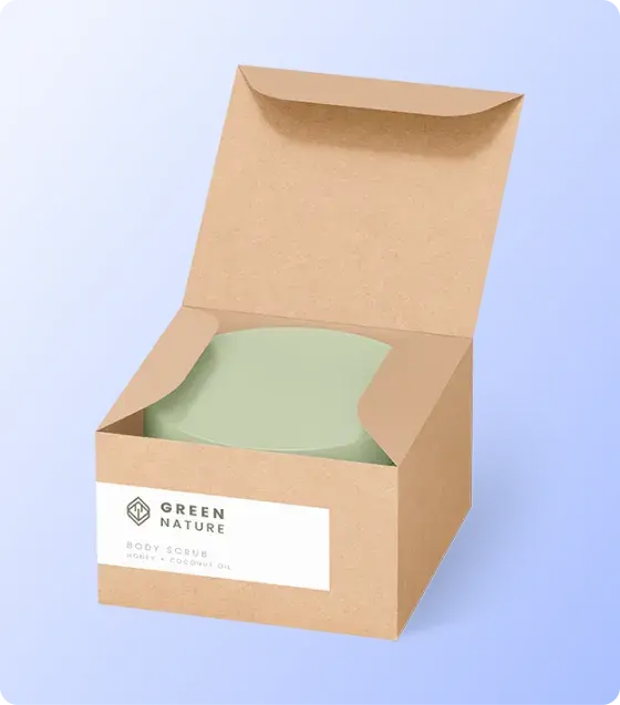 Straight tuck box packaging designed for retail products with custom branded graphics